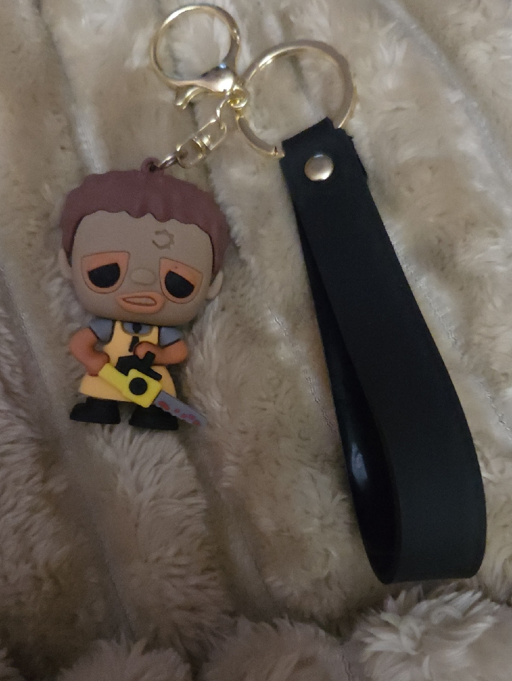 Black Strap Keychain with Horror Character PVC Charm NWOT